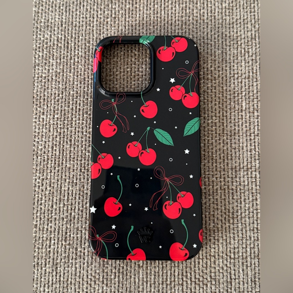 Velvet Caviar Cherry Pattern Phone Case for iPhone 16 Pro Max